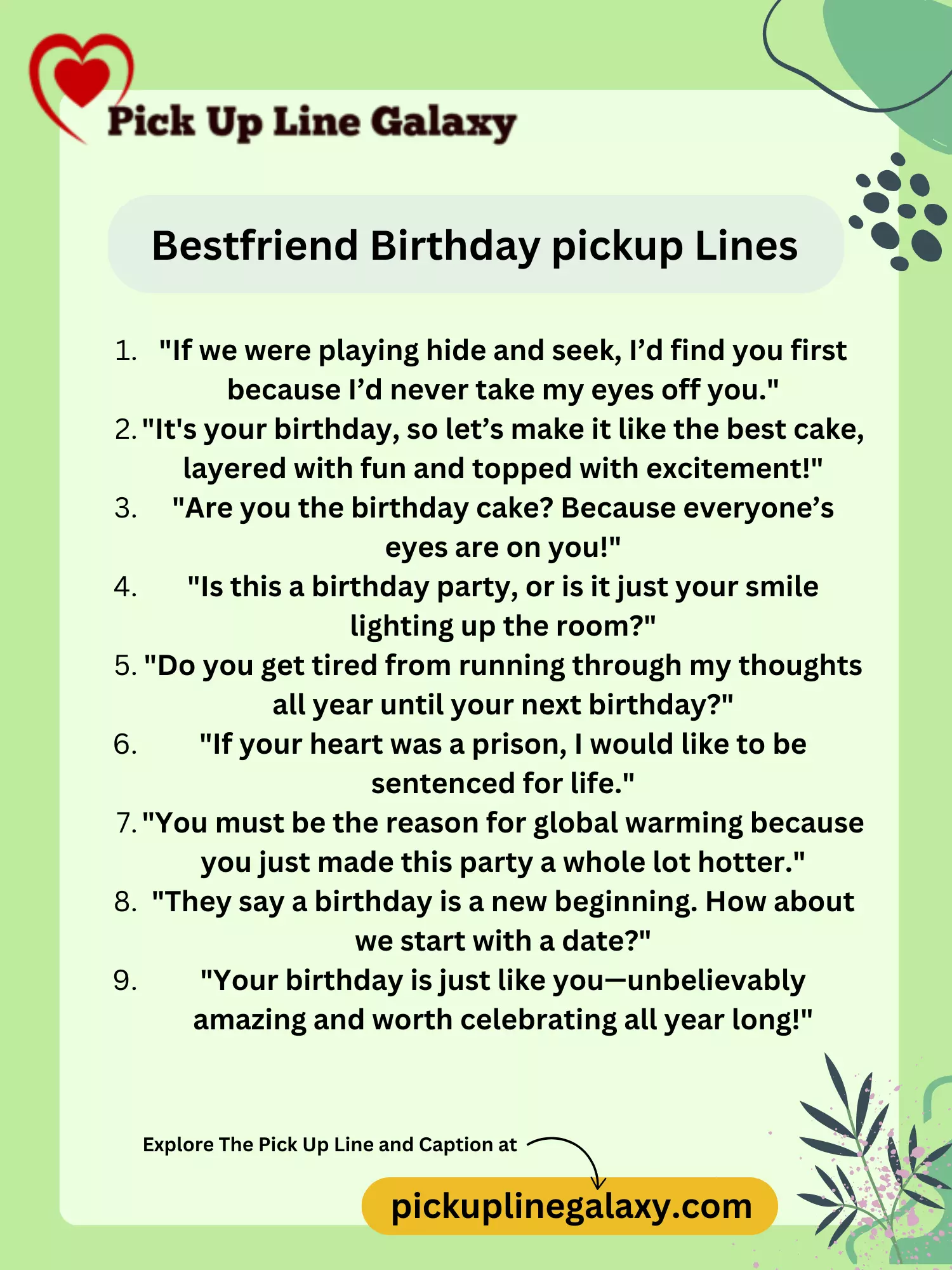 Bestfriend Birthday pickup Lines