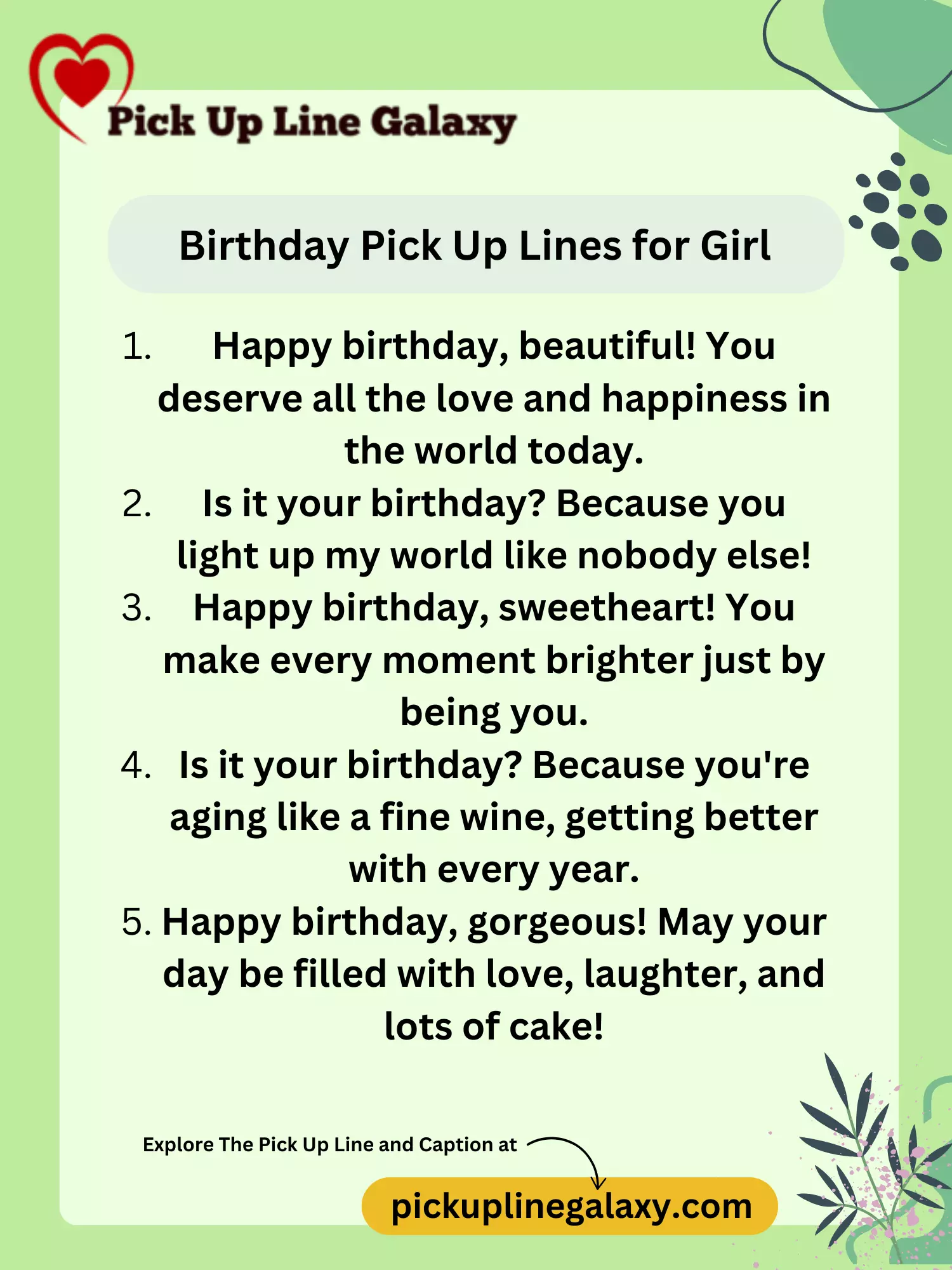 Birthday Pick Up Lines for Girl