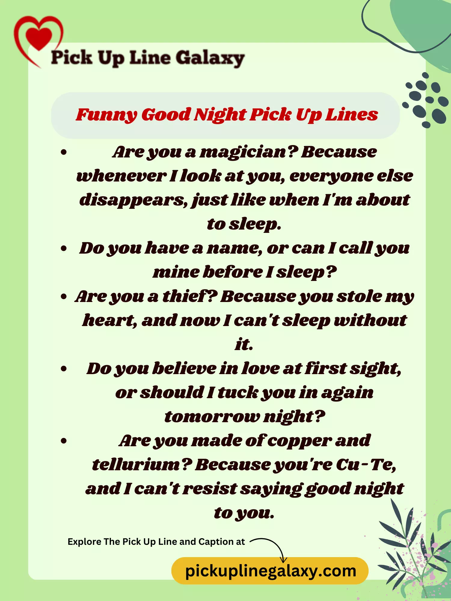 Funny Good Night Pick Up Lines