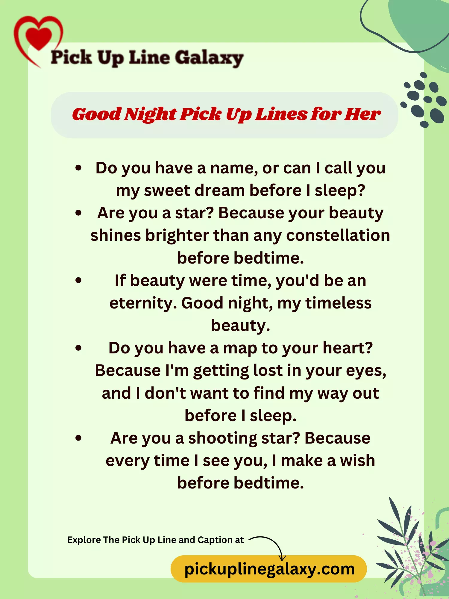 Good Night Pick Up Lines for Her